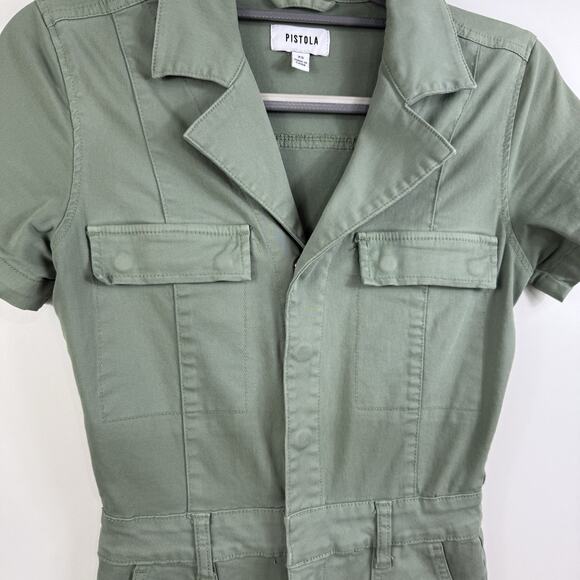 Pistola Makenna Stretch Cotton Utility Jumpsuit XS Green Gorpcore Snap Closure - Picture 6 of 14